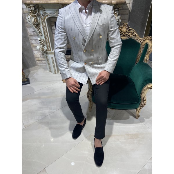 Kruvaze Metal Düğmeli Ceket