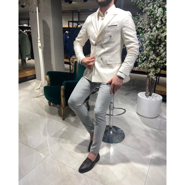 Kruvaze Metal Düğmeli Ceket