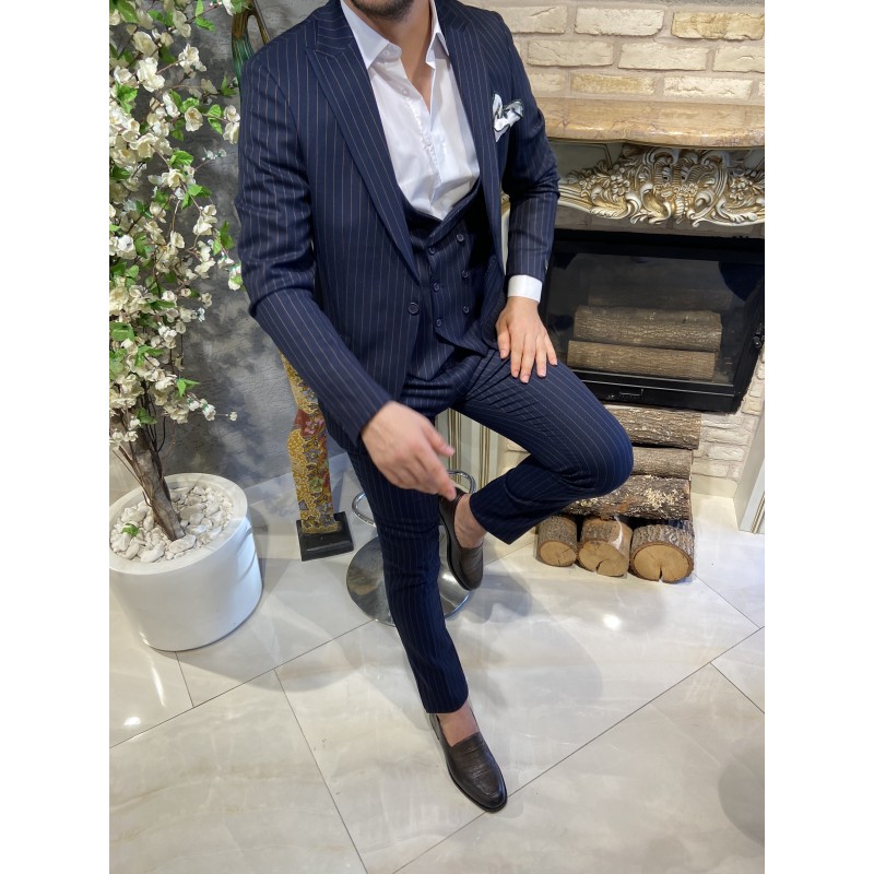 Takım Elbise Çizgili Yelekli